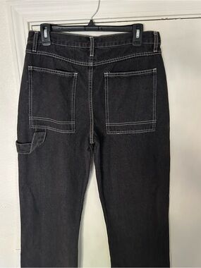 Black White Stitch Straight Leg Jeans Cargo Style